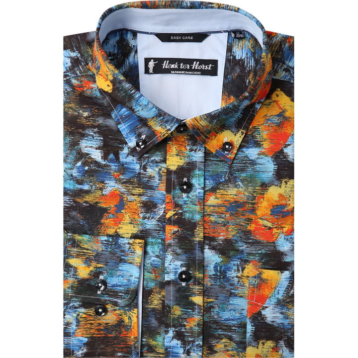 Kaufen Sie Henk ter Horst 100% katoenen overhemd met lange mouw en wazige aquarel vlekken Oranje für nur 75,23 CHF bei Henk ter Horst fashion