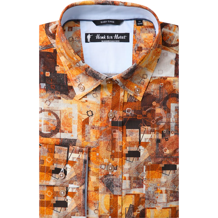 Kaufen Sie Henk ter Horst 100% katoenen overhemd met lange mouw en diverse vierkanten Brique für nur 75,23 CHF bei Henk ter Horst fashion