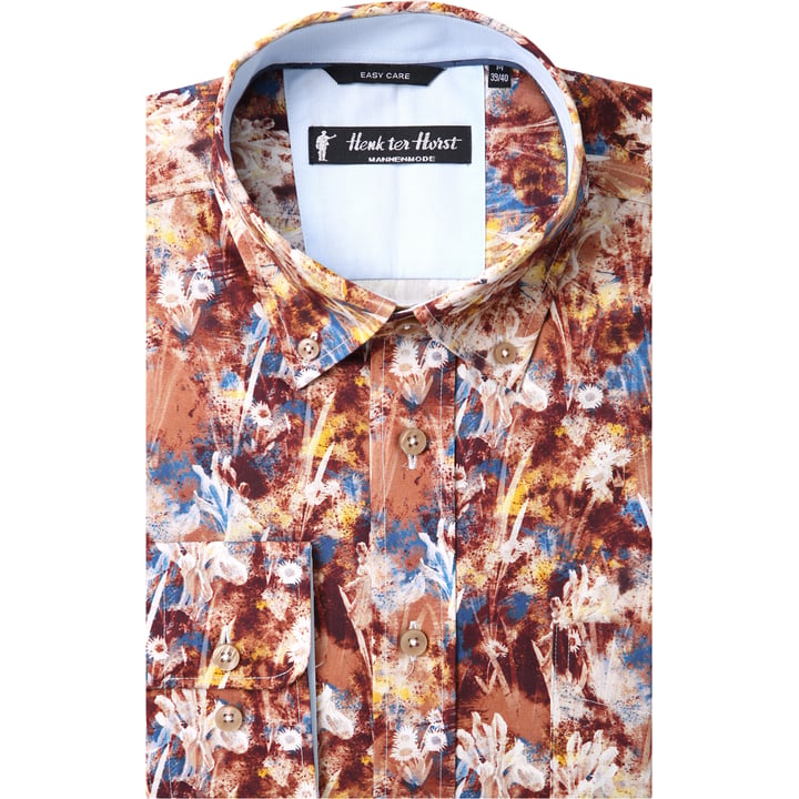 Kaufen Sie Henk ter Horst 100% katoenen overhemd met lange mouw en aquarel bloemen iris Bruin für nur 75,23 CHF bei Henk ter Horst fashion