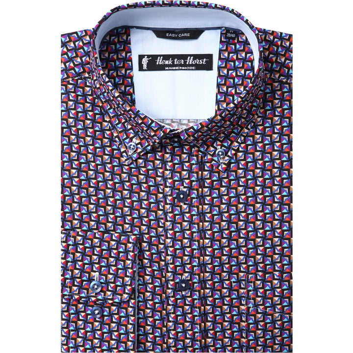Kaufen Sie Henk ter Horst 100% katoenen overhemd met lange mouw en gekleurde driehoekjes in vierkantjes Paars für nur 75,23 CHF bei Henk ter Horst fashion
