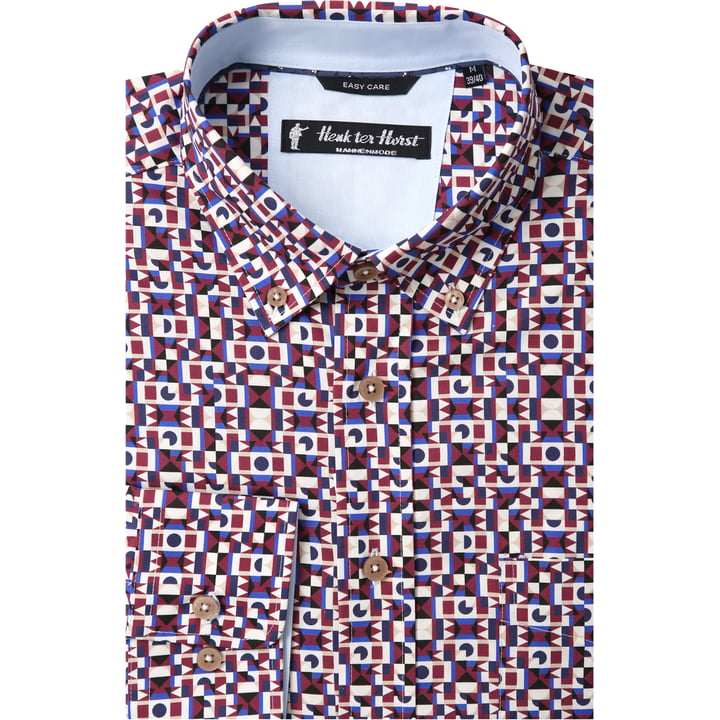 Kaufen Sie Henk ter Horst 100% katoenen overhemd met lange mouw en diverse grafische vormen Paars für nur 75,23 CHF bei Henk ter Horst fashion