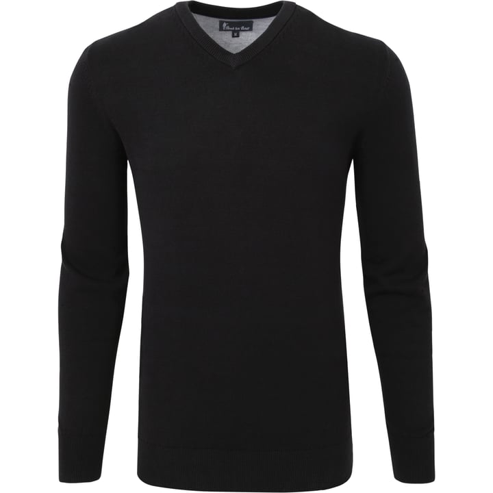 Henk ter Horst Herren Pullover | V-Ausschnitt | Rippbündchen | 100% Baumwolle | Schwarz