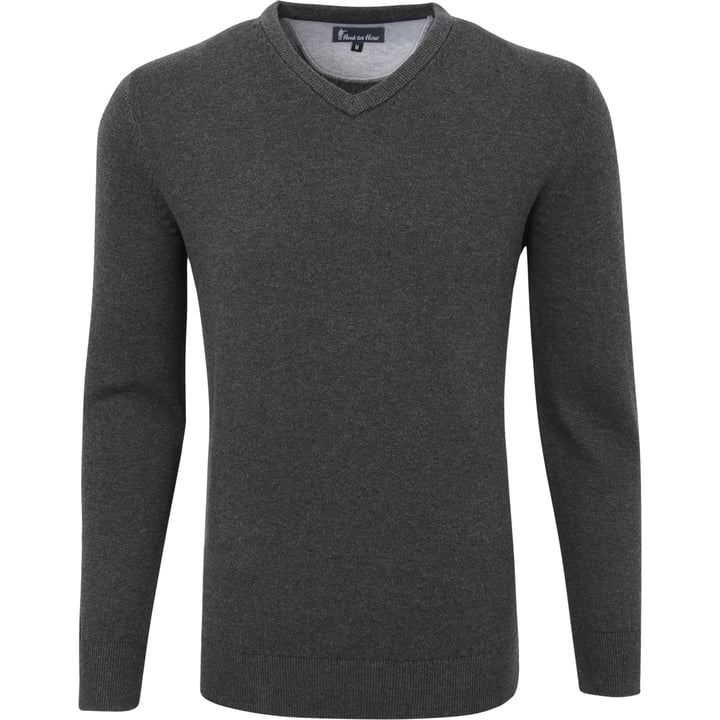 Henk ter Horst Herren V-Ausschnitt Pullover | 100% Baumwolle | Anthrazit | Uni | Casual