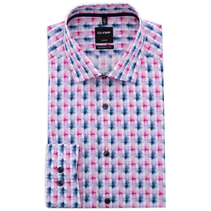 Kaufen Sie Olymp Luxor modern fit zakelijk overhemd met dessin fuchsia für nur CHF 54,24 bei Henk ter Horst fashion