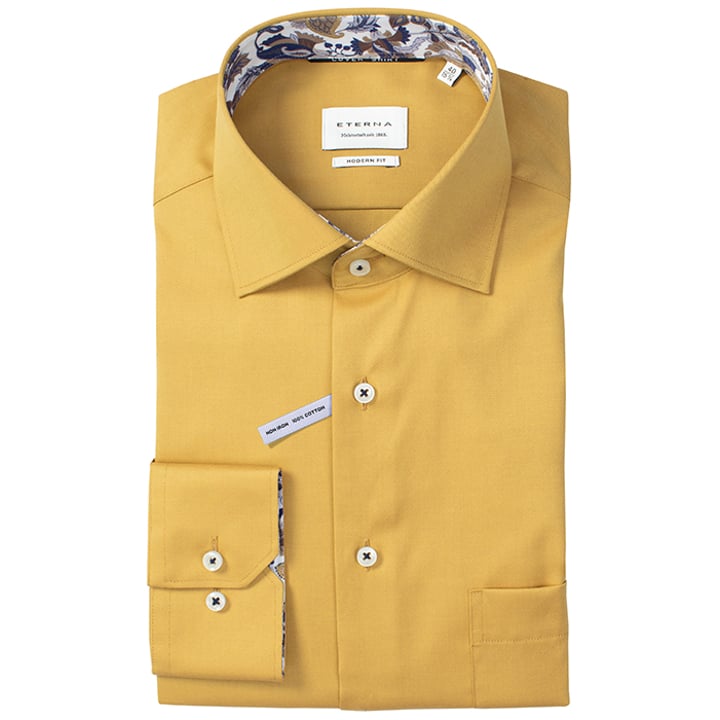 Kaufen Sie Eterna modern fit 100% katoen easy iron overhemd met lange mouw en borstzakje gelb für nur 74,91 CHF bei Henk ter Horst fashion