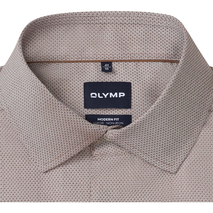 OLYMP Luxor Hemd | Rotbraun | Strukturwebung | Kentkragen