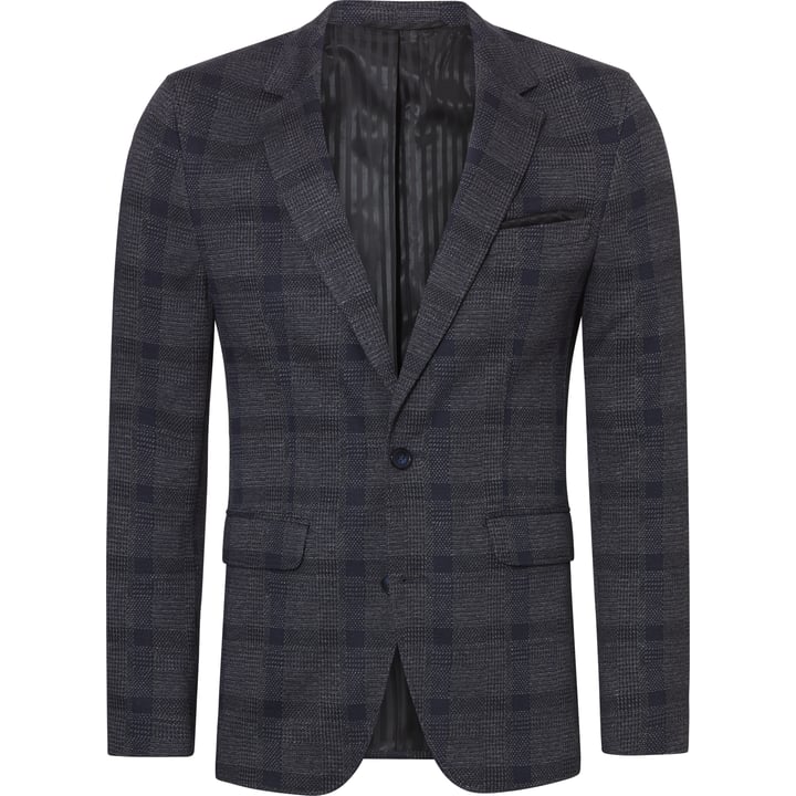 Weis Herren Sakko Anthrazit | Karomuster in Marineblau | Meliert | Gestreiftes Futter