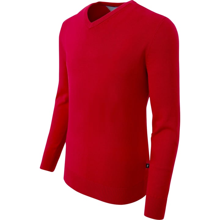 Henk ter Horst Herren V-Ausschnitt Pullover | Unifarben | 100% Baumwolle | Rot | Casual