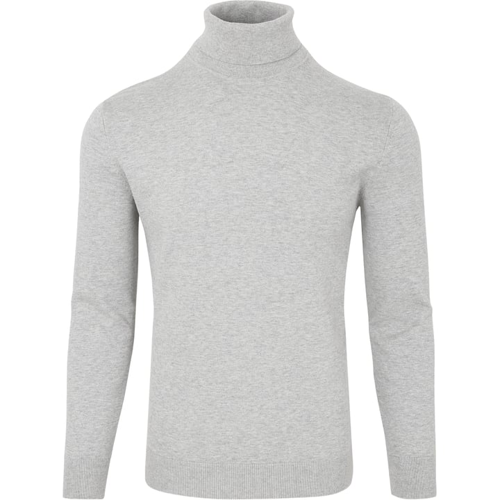 Henk ter Horst Herren Rollkragenpullover | Unifarben | 100% Baumwolle | Hellgrau meliert