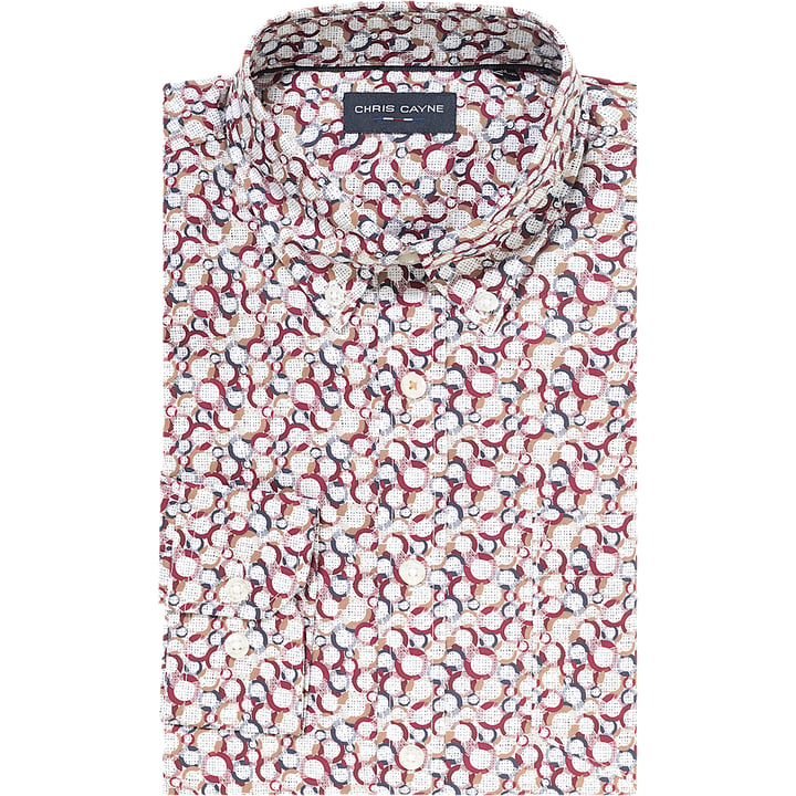 Kaufen Sie Chris Cayne Freizeithemd | Grafischer Print | Button-Down | Dunkelrot | 100% Baumwolle für nur 37,39 CHF bei Henk ter Horst fashion