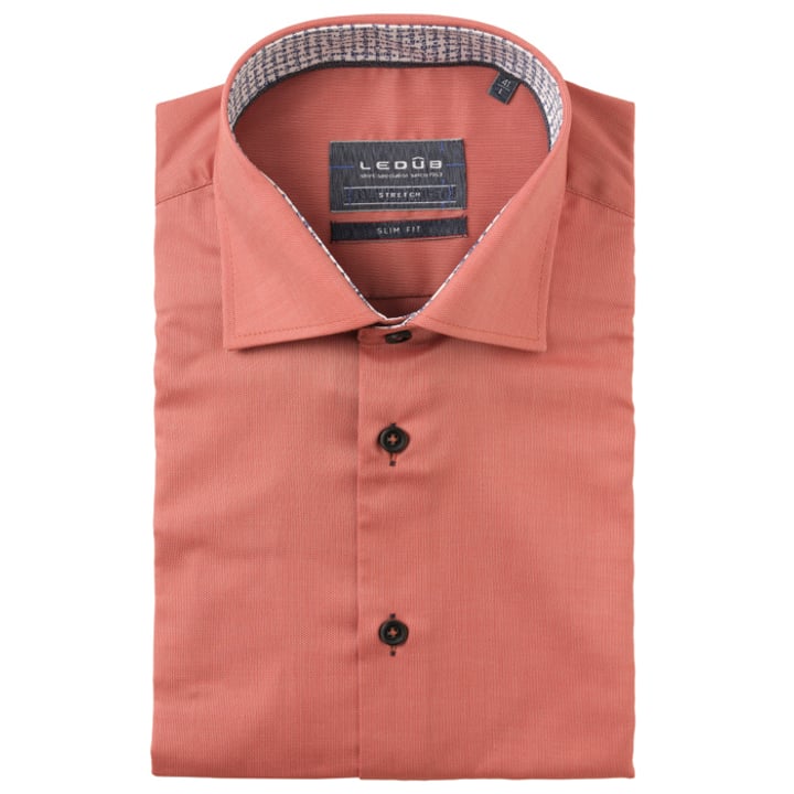 Kaufen Sie Ledub Slim Fit Stretch Langarmhemd meliert rot für nur CHF 76,43 bei Henk ter Horst fashion