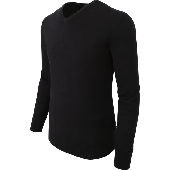 Henk ter Horst Herren Pullover | V-Ausschnitt | Rippbündchen | 100% Baumwolle | Schwarz