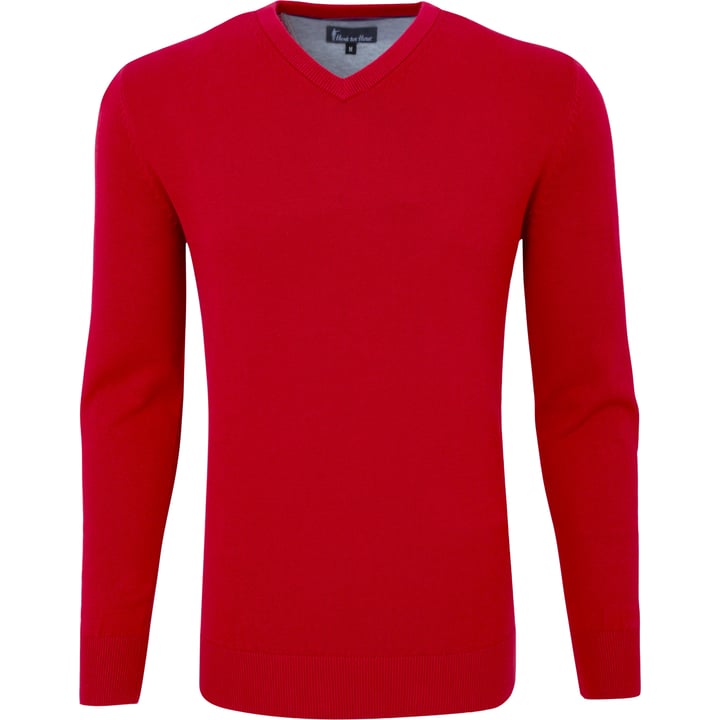 Henk ter Horst Herren V-Ausschnitt Pullover | Unifarben | 100% Baumwolle | Rot | Casual