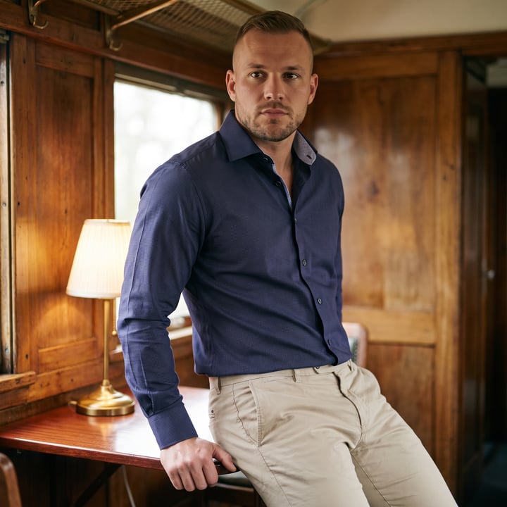 Fellows united shirt muster dunkelblau