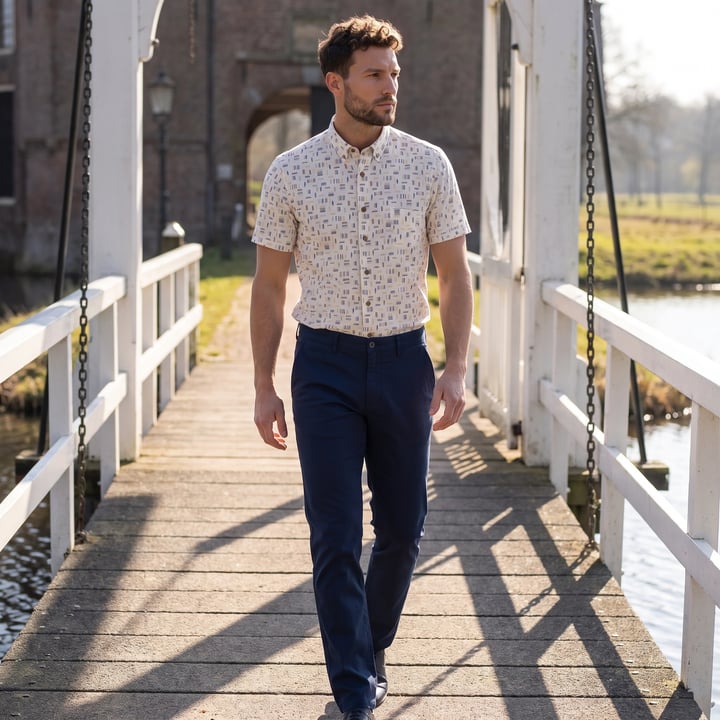 Kaufen Sie Henderson Oberhemd Kurzärm streifen gelb für nur CHF 36,83 bei Henk ter Horst fashion