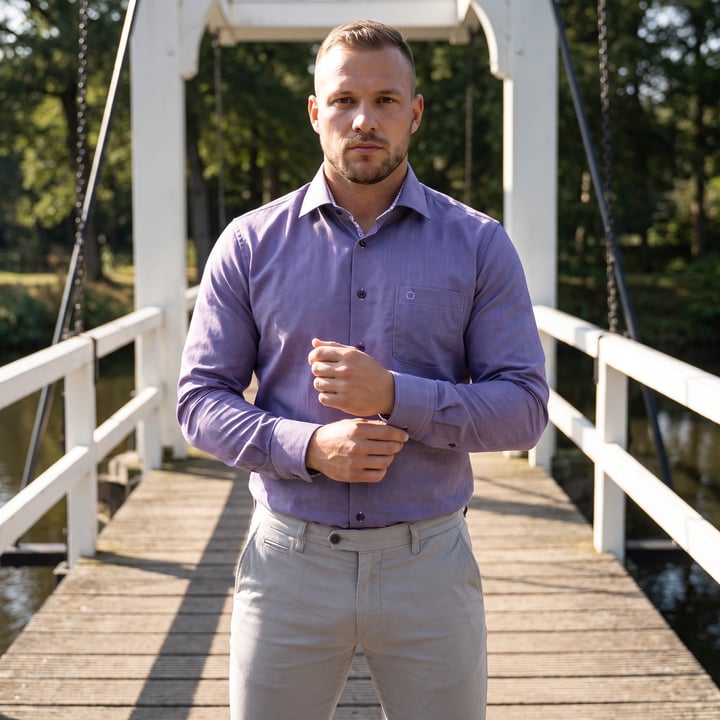 Kaufen Sie Ledub modern fit Langarmhemd meliert Dunkelviolett Dunkelrosa für nur CHF 76,43 bei Henk ter Horst fashion