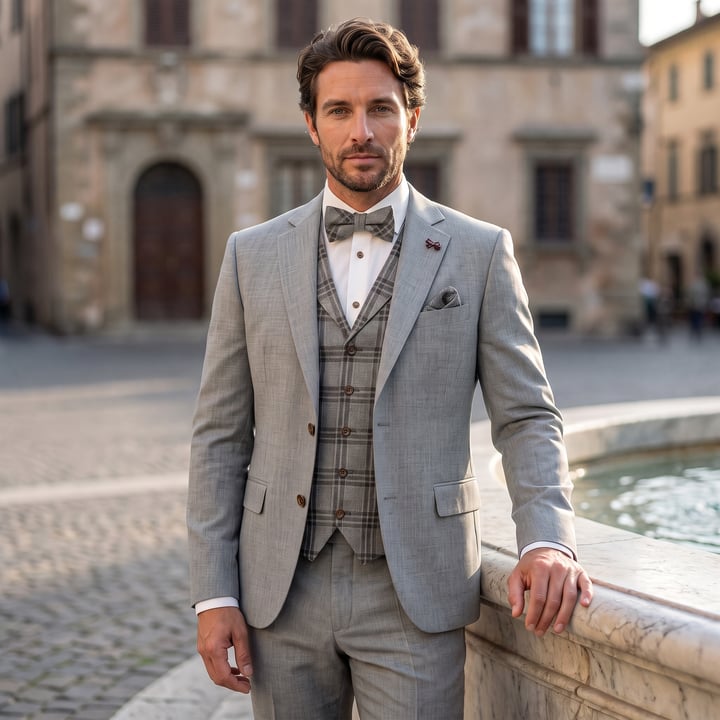 Kaufen Sie 3-teiliger Hochzeitsanzug von Henk ter Horst Baumwolle/Leinen, Hellgrün  für nur CHF 737,94 bei Henk ter Horst fashion