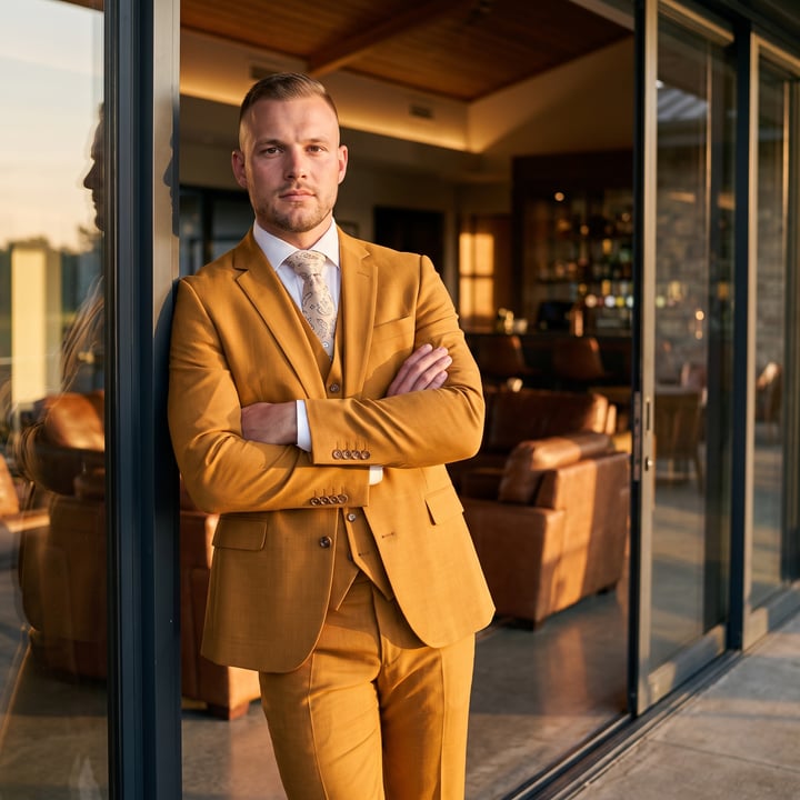 Kaufen Sie Henk ter Horst 3-teiliges Herrenanzug meliertes Cognac für nur CHF 350,06 bei Henk ter Horst fashion