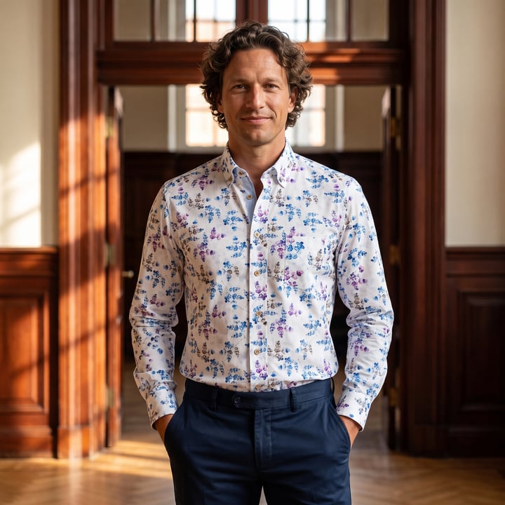 Kaufen Sie Henk ter Horst 100% katoenen overhemd met lange mouw en kringels print Bordeaux für nur 73,81 CHF bei Henk ter Horst fashion