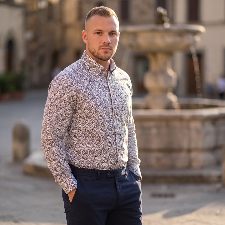 Kaufen Sie Henk ter Horst 100% katoenen overhemd met lange mouw en aquarel besjes print Lila für nur 73,81 CHF bei Henk ter Horst fashion