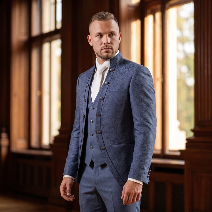 Kaufen Sie Tziacco 3-delig exclusief barok trouwkostuum Blauw für nur 749,68 CHF bei Henk ter Horst fashion