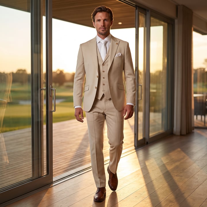 Kaufen Sie Wilvorst green wedding 3-delig scheerwol trouwkostuum Beige für nur 910,13 CHF bei Henk ter Horst fashion