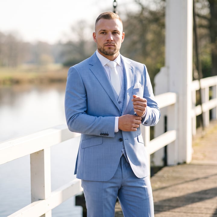 Kaufen Sie Wilvorst green wedding 3-delig scheerwol trouwkostuum met gewerkt gilet Blauw für nur 826,77 CHF bei Henk ter Horst fashion