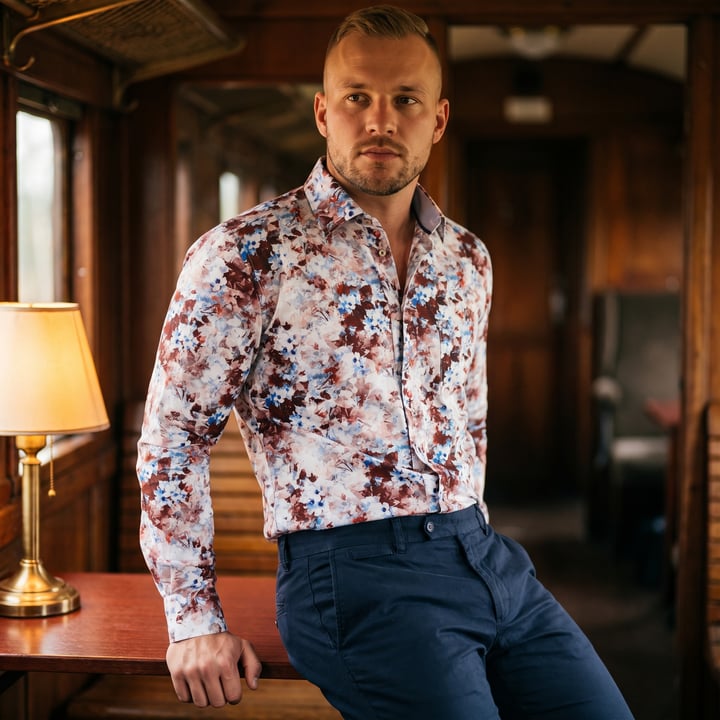 Kaufen Sie Henk ter Horst 100% katoenen overhemd met lange mouw en aquarel bloemen Roodbruin für nur 75,23 CHF bei Henk ter Horst fashion