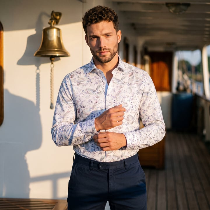 Kaufen Sie Henk ter Horst 100% katoenen overhemd met lange mouw en florale pastel paisley Lichtgroen für nur 75,23 CHF bei Henk ter Horst fashion