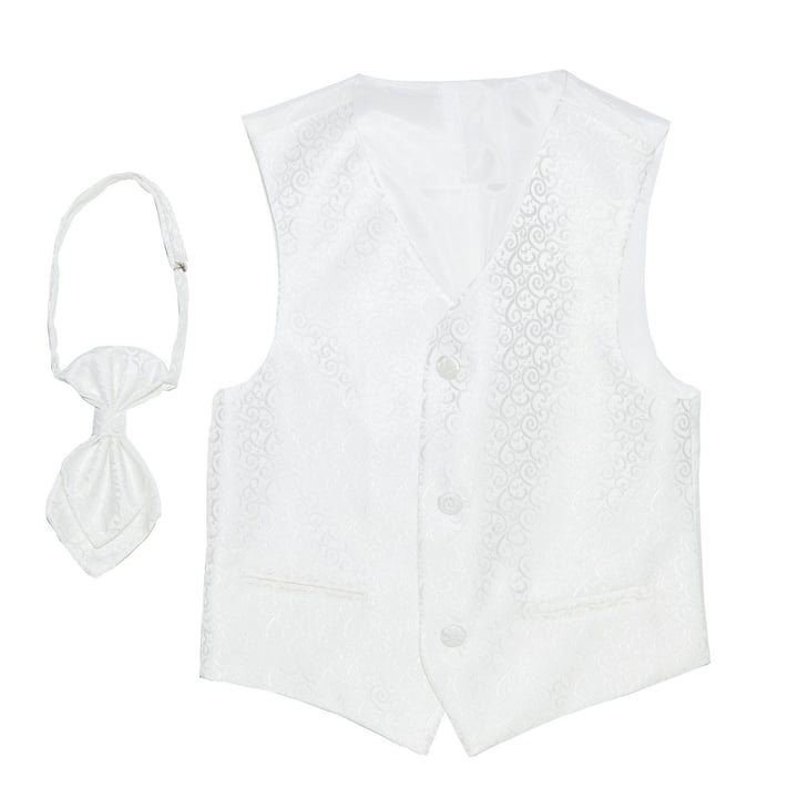 Kaufen Sie Elfenbeinfarbene Kinderweste mit Plastron, mit eingewebtem Jacquard für nur CHF 61,43 bei Henk ter Horst fashion