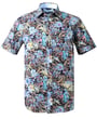Henk ter Horst Hemd aus 100% Baumwolle mit kurzen Ärmeln und Blumenprint Blau
