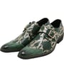 Henk ter Horst Schuhe Grün | Reptil-Prägung Gold | Krokodilhaupt | Verstellbare Schnalle