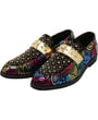Henk ter Horst Luxe Loafer-Schuhe mit Strass, Gold mit Multicolor-Print Multi