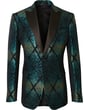 Party-Sakko Henk ter Horst | Petrol | Velvet-Touch | Grafischer Glanzdruck | Satin-Spitzrevers