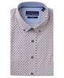 R.B. Boston Regular Fit 100% Baumwolle Button Down Kurzarmhemd mit Druck Rot